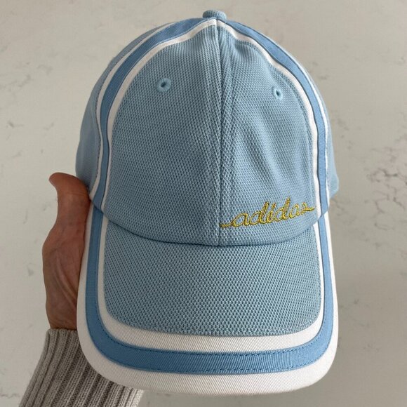 Adidas Lightweight Structured Adj Poly Mesh Ball Cap Baby Blue White OS NWOT - Picture 1 of 12